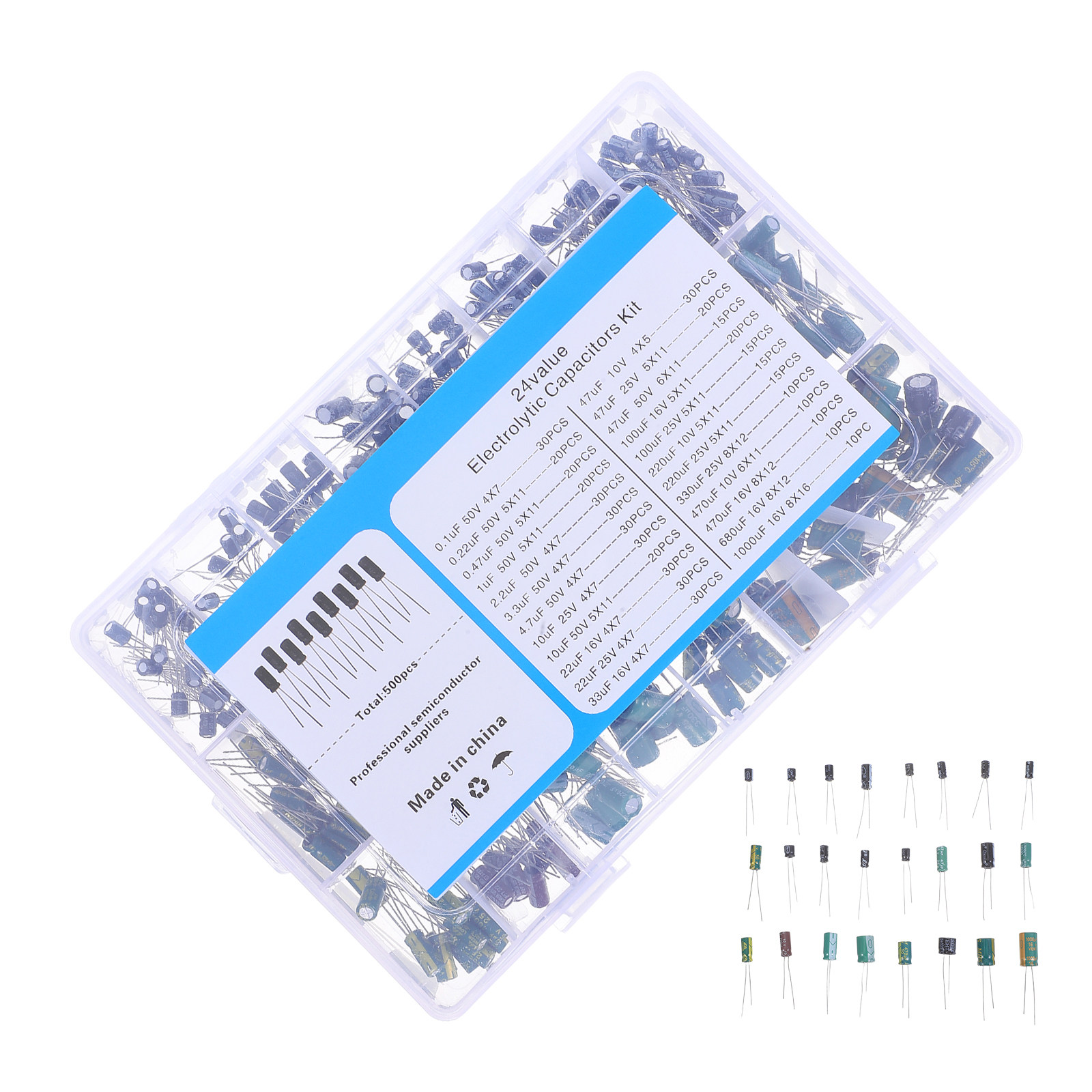 Electronics Repair In Usa - Kit de 500 Peças de Capacitores